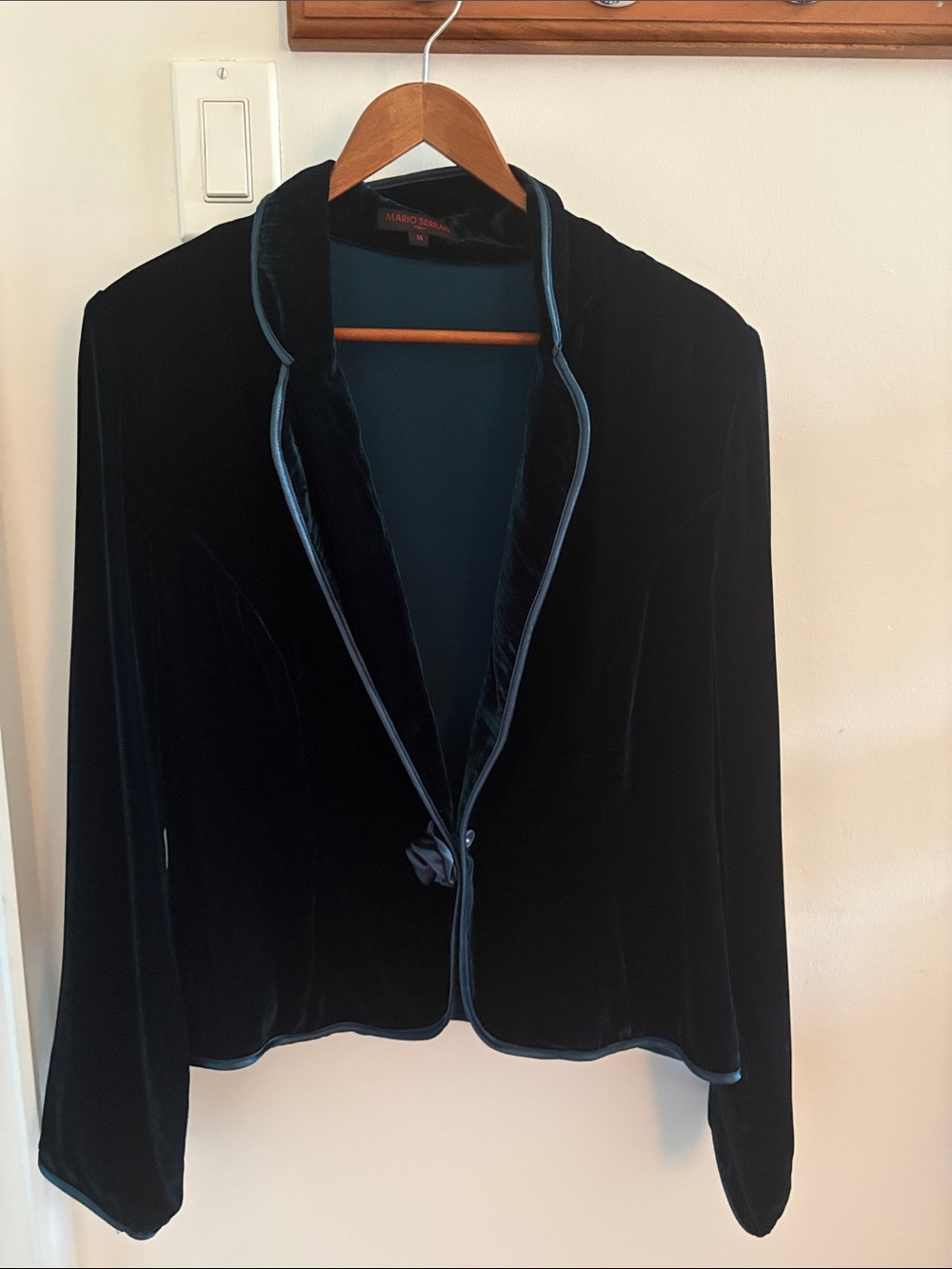 Velvet Open-Front Blazer Jacket - Black